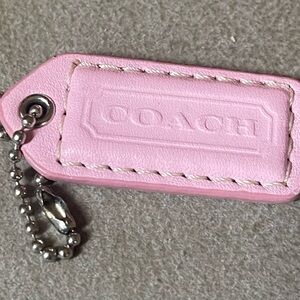 Coach Pink and Tan Leather Hang Tag